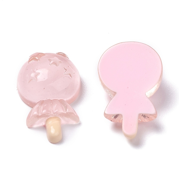 

PandaHall Resin Cabochons, Lollipop with Star, Pink, 27.5x16x8mm Resin Candy Pink