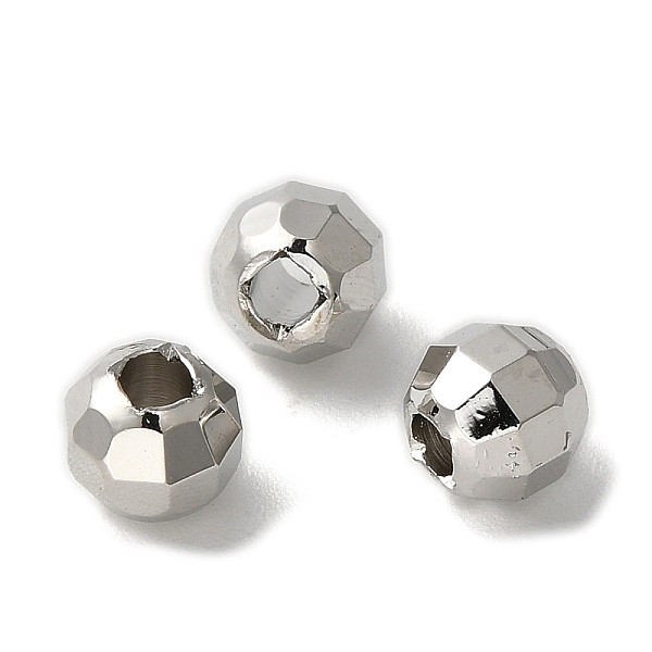 

PandaHall Brass Spacer Beads, Faceted, Barrel, Real Platinum Plated, 6x5mm, Hole: 2mm Brass Barrel