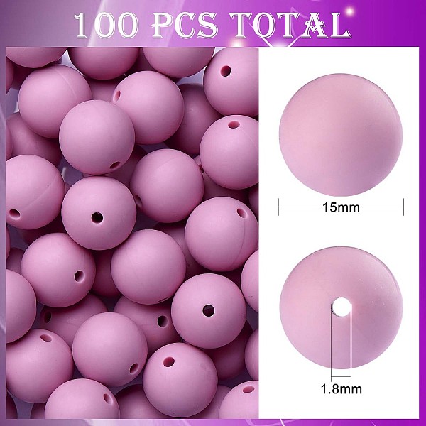 100Pcs Silicone Bea… - image