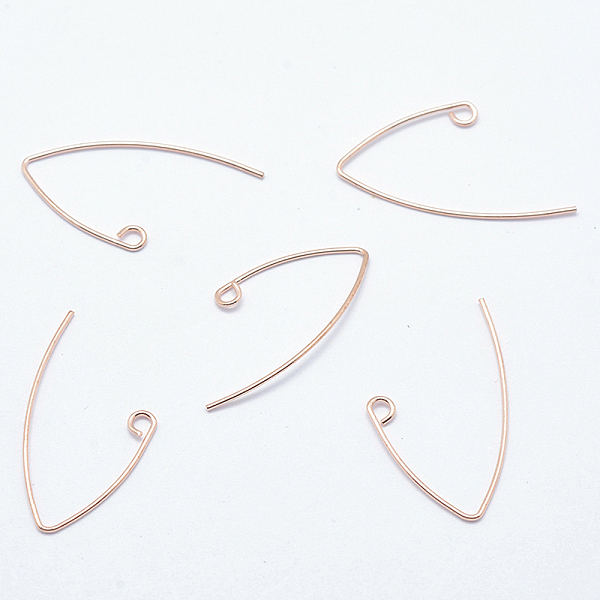 

PandaHall Brass Earring Hooks, with Horizontal Loop, Plated, Rose Gold, 29x15mm, Hole: 2mm, 22 Gauge, Pin: 0.6mm, 22 Gauge, Pin: 0.6mm Brass