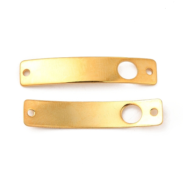 

PandaHall 201 Stainless Steel Connector Charms, Real 24K Gold Plated, Curved Rectangle Links, Round Pattern, 30x6x0.8mm, Hole: 1.4mm 201...