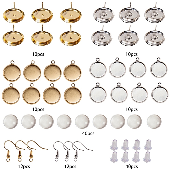 

PandaHall SUNNYCLUE DIY Earring Making, with 304 Stainless Steel Pendant Cabochon Setting, Glass Cabochon, Brass Earring Hook, Brass Ear..., Clear