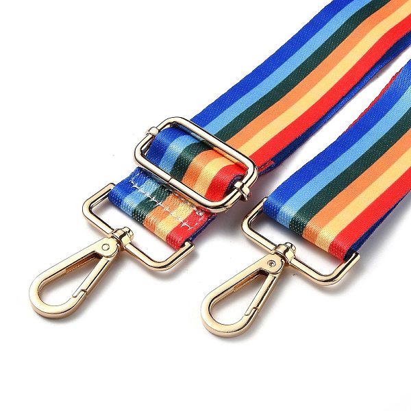 

PandaHall Adjustable Nylon Bag Chains Strap, with Light Gold Iron Swivel Clasps, for Bag Replacement Accessories, Colorful, Stripe Pattern...
