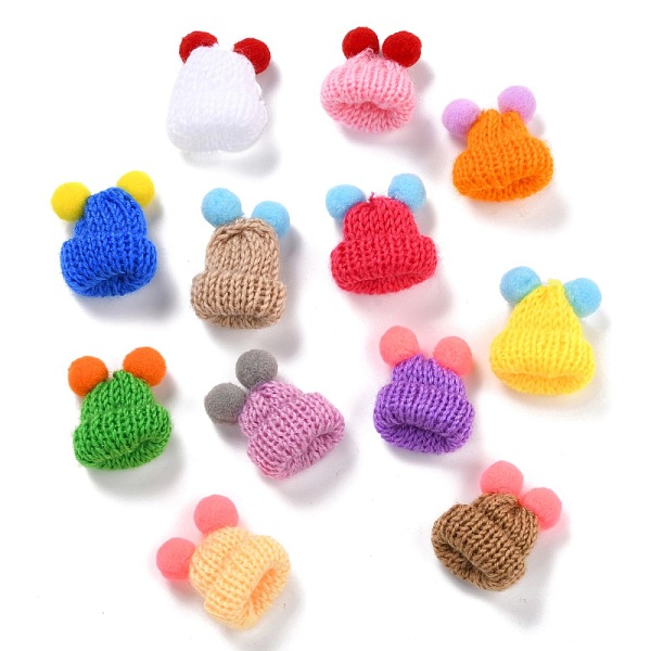 

PandaHall Handmade Wool Woven Hat Decoration, DIY Craft Decoration, Mixed Color, 38x33x19mm Polyester Hat Multicolor
