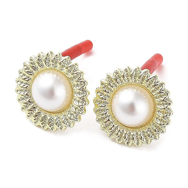 

PandaHall Rack Plating Alloy Flower Stud Earrings with ABS Pearl Beaded and 304 Stainless Steel Pin, Cadmium Free & Nickel Free & Lead Free...