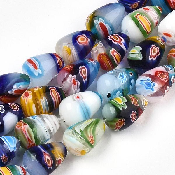 

PandaHall Handmade Millefiori Glass Beads Strands, White Porcelain, teardrop, Colorful, about 14mm long, 10mm wide, hole: 1.5mm...