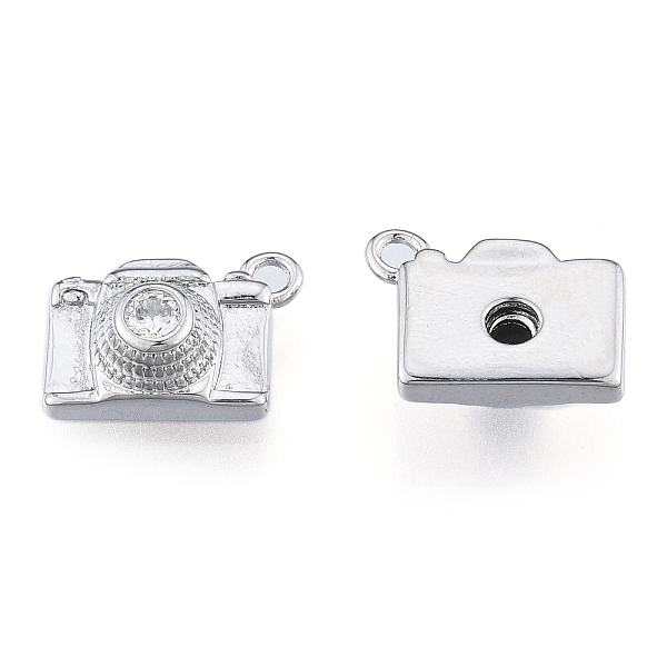 

PandaHall Brass Micro Pave Clear Cubic Zirconia Charms, Cadmium Free & Nickel Free & Lead Free, Camera, Real Platinum Plated, 9.5x13x5mm...