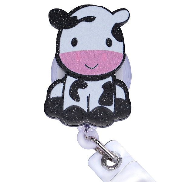 

PandaHall Acrylic & ABS Plastic Badge Reel, Retractable Badge Holder, Cow, 99mm, Cow: 50x34.5mm Acrylic Cattle White