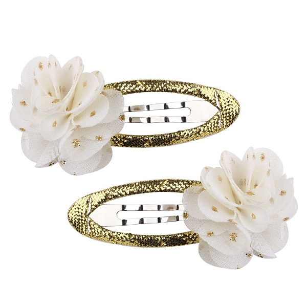 

PandaHall Cloth Covered Snap Hair Clips, Flower, 60x35mm Cloth Flower