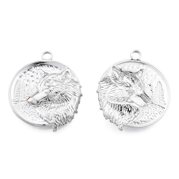 

PandaHall 201 Stainless Steel Pendants, Flat Round with Wolf, Stainless Steel Color, 30x25.5x3mm, Hole: 2.5mm 201 Stainless Steel Flat Round