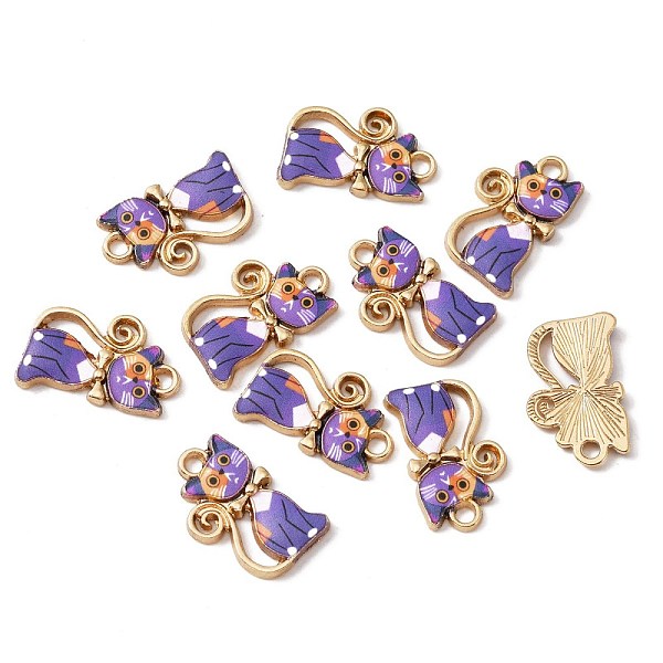 

PandaHall Alloy Enamel Pendants, Light Gold, Cat, Purple, 21x13x2mm, Hole: 2mm Alloy+Enamel Cat Shape Purple