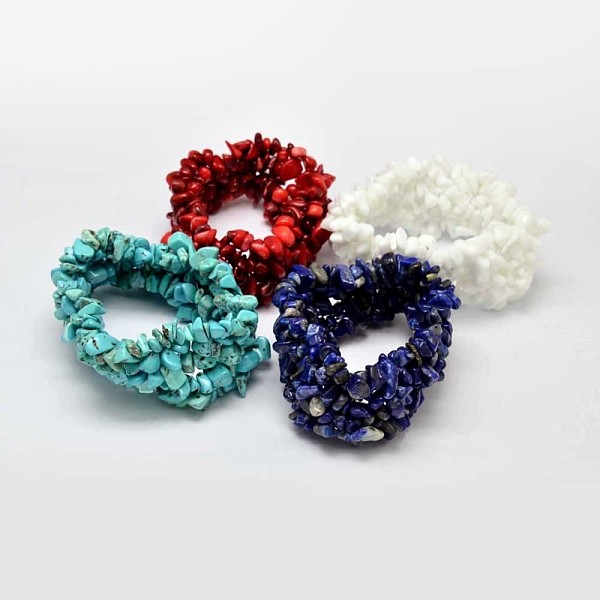 

PandaHall Natural Mixed Material Beaded Multi-strand Bracelets, 47x31mm Mixed Stone