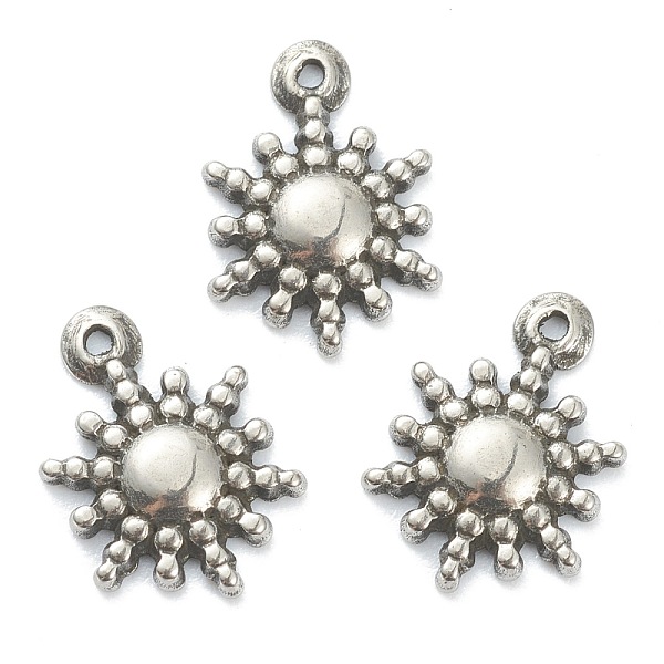 

PandaHall 304 Stainless Steel Pendants, Sun, Stainless Steel Color, 13x9x1.5mm, Hole: 0.8mm 304 Stainless Steel Sun
