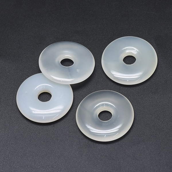 

PandaHall Natural Agate Pendants, Donut/Pi Disc, Donut Width: 13mm, 34x5~6mm, Hole: 8mm Natural Agate Donut