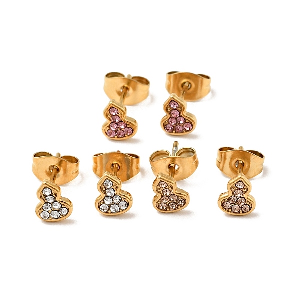 

PandaHall Rhinestone Gourd Stud Earrings with 316 Surgical Stainless Steel Pins, Gold Plated 304 Stainless Steel Jewelry for Women, Mixed..., Multicolor