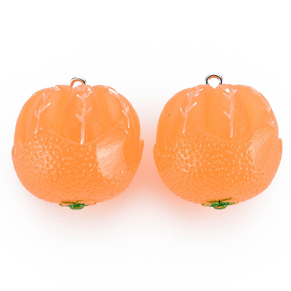 

PandaHall Opaque Resin Pendants, with Platinum Tone Iron Loop, Orange Shape, Orange, 28x27mm, Hole: 1.8mm Resin Fruit Orange