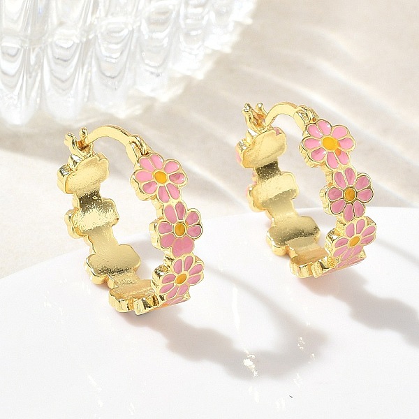 Boucles d'oreilles créoles en laiton émaillé pour femme