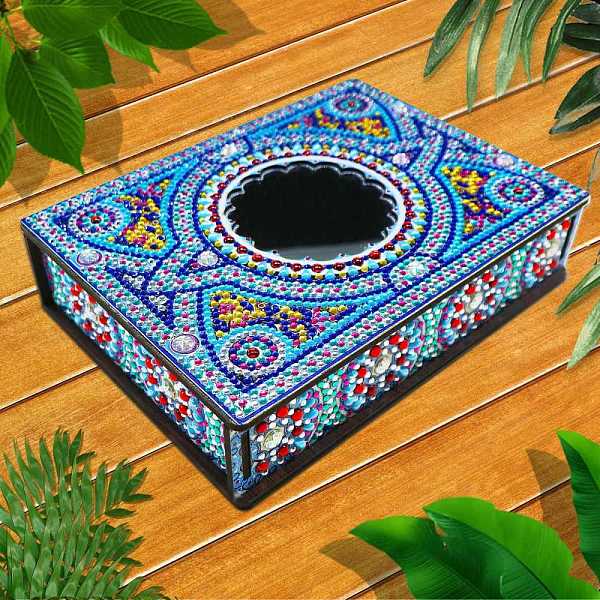 

PandaHall DIY Diamond Jewelry Box Kits, including Wooden Board with Mirror, Resin Rhinestones, Diamond Sticky Pen, Tray Plate and Glue Clay...