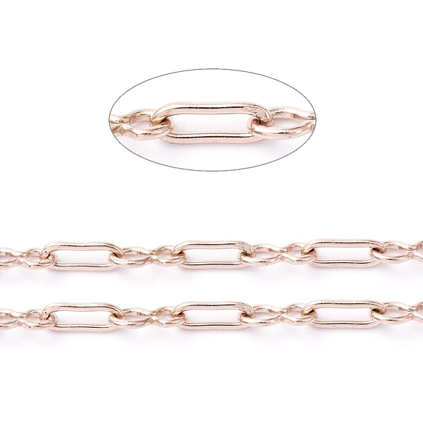 

PandaHall Ion Plating(IP) 304 Stainless Steel Link Chains, Paperclip Chains, Soldered, with Spool, Rose Gold, Square Link: 1.8x5x0.5mm, 8...