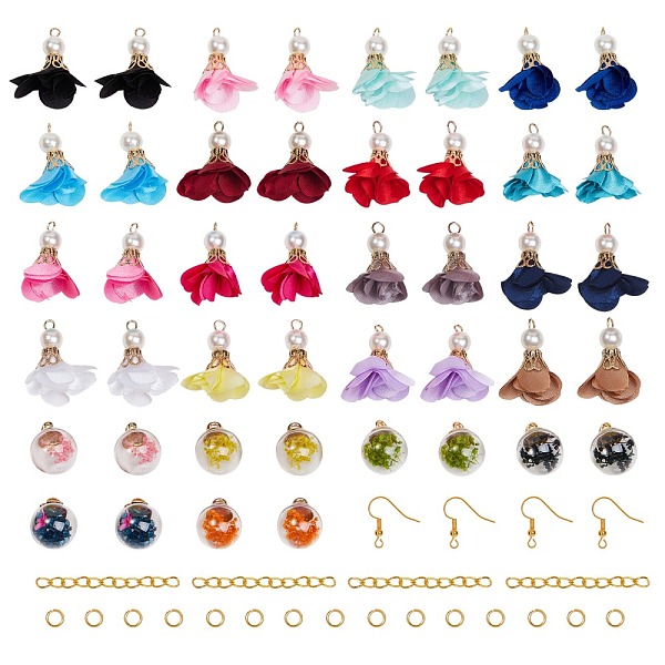 PandaHall 254piece DIY Earrings Making Kits, include Glass Globe Pendants, Nylon Pendants, Brass Earring Hooks, Iron Ends with Twist Chains...