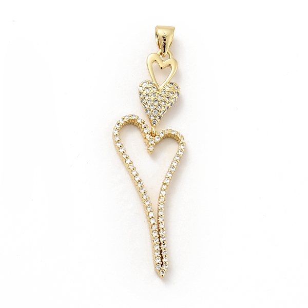 

PandaHall Rack Plating Brass Micro Pave Cubic Zirconia Pendants, Long-Lasting Plated, Lead Free & Cadmium Free, Heart, Real 18K Gold Plated..., Clear