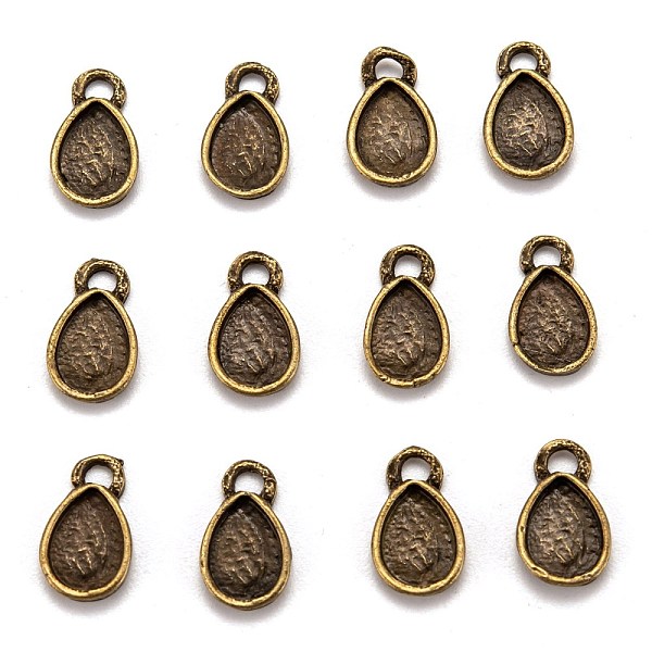 

PandaHall Tibetan Style Pendant Cabochon Settings, Lead Free & Nickel Free, teardrop, Antique Bronze, 13x7x2mm, Hole: 2mm Alloy Teardrop
