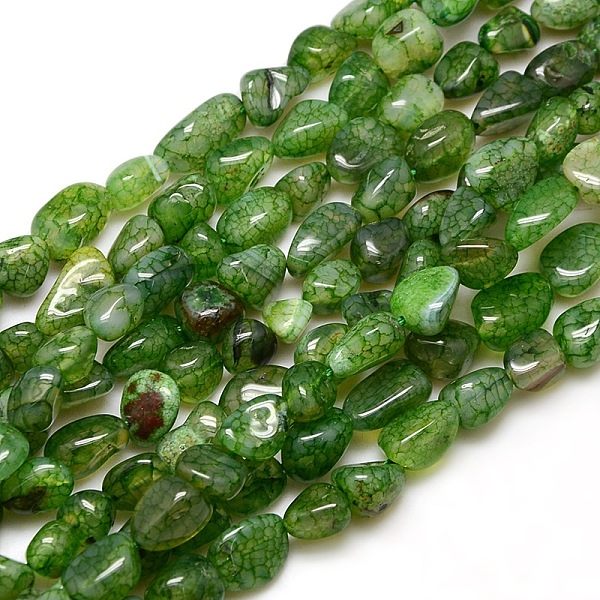 

PandaHall Nuggets Natural Crackle Agate Beads Strands, Dyed & Heated, Lime Green, 8~16x8~12x6~10mm, Hole: 1mm, about 30~40pcs/strand, 15~16...