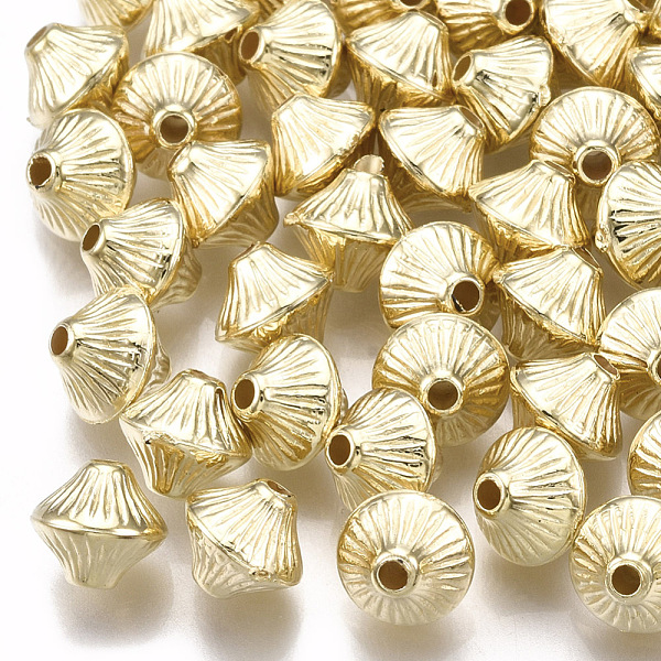 

PandaHall CCB Plastic Beads, Corrugated Bicone, Light Gold, 7x6mm, Hole: 1.5mm Plastic Bicone