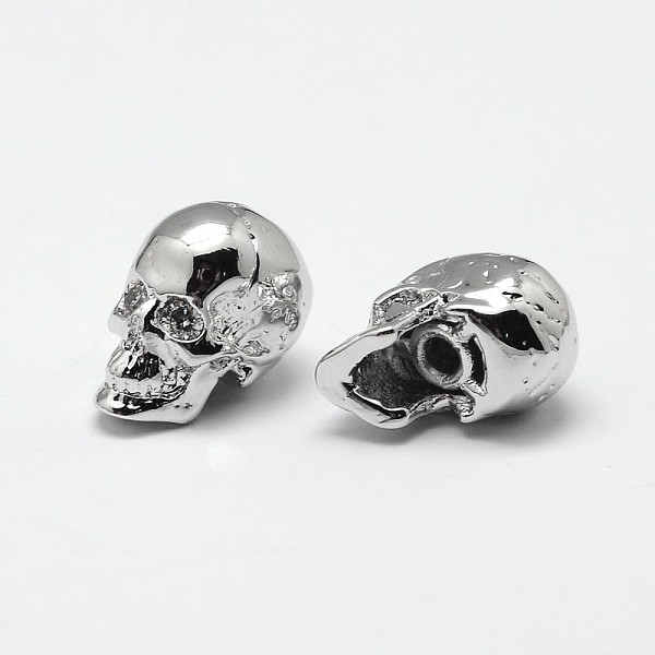 

PandaHall Skull Brass Micro Pave Cubic Zirconia Beads, Cadmium Free & Nickel Free & Lead Free, Real Platinum Plated, 13x9x11mm, Hole: 1mm...