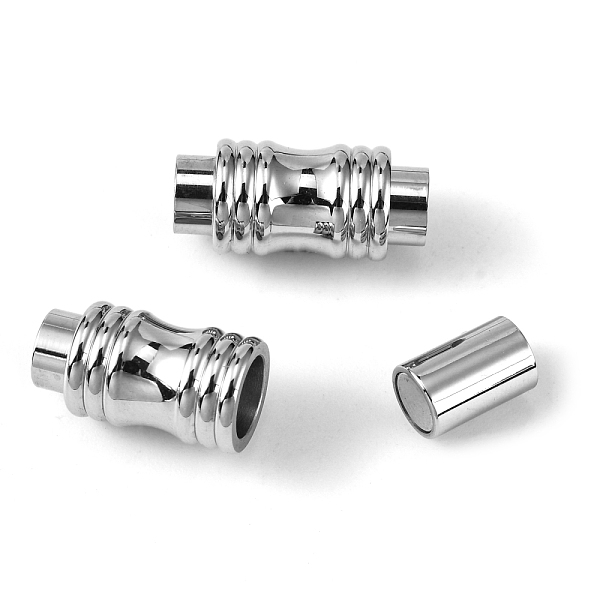 

PandaHall 304 Stainless Steel Magnetic Clasps with Glue-in Ends, Column, Stainless Steel Color, 19x8mm, Hole: 5mm 304 Stainless Steel Column