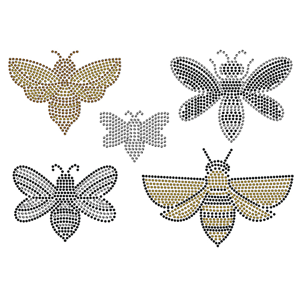 

PandaHall Glass Hotfix Rhinestone, Iron on Appliques, Costume Accessories, for Clothes, Bags, Pants, Bees, 297x210mm Glass Rhinestone Bees