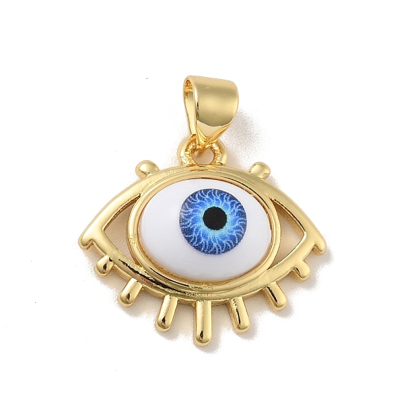 

PandaHall Brass Pendants, with Acrylic, Cadmium Free & Lead Free, Long-Lasting Plated, Evil Eye, Real 18K Gold Plated, Royal Blue...