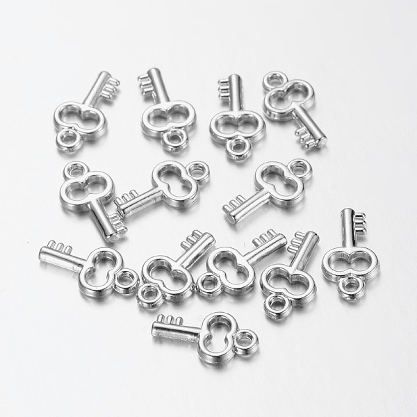 

PandaHall CCB Plastic Skeleton Key Pendants, Platinum, 17x9.5x3mm, Hole: 2mm Plastic Key