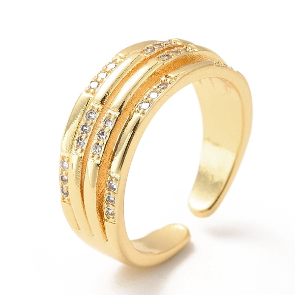 

PandaHall Cubic Zirconia Chunky Open Cuff Ring, Real 18K Gold Plated Brass Jewelry for Women, Lead Free & Cadmium Free, Clear, US Size 6 1/2...