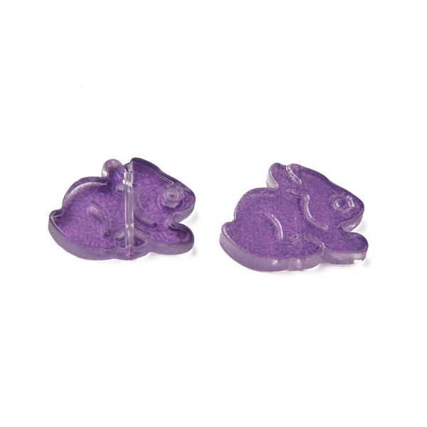 

PandaHall Two Tone Transparent Spray Painted Glass Beads, Rabbit, Blue Violet, 14.5x19x3.5mm, Hole: 1mm Glass Rabbit