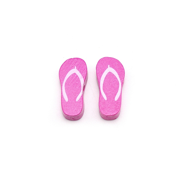 

PandaHall Spray Painted Natural Wood Beads, Flip Flops, Hot Pink, 29x13.5x8mm, Hole: 2.7mm Wood Shoes