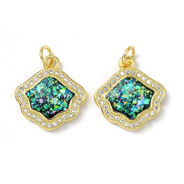 

PandaHall Brass Micro Pave Cubic Zirconia Pendants, with Synthetic Opal and Jump Ring, Flower, Real 18K Gold Plated, 17x16x3.5mm, Hole..., Clear