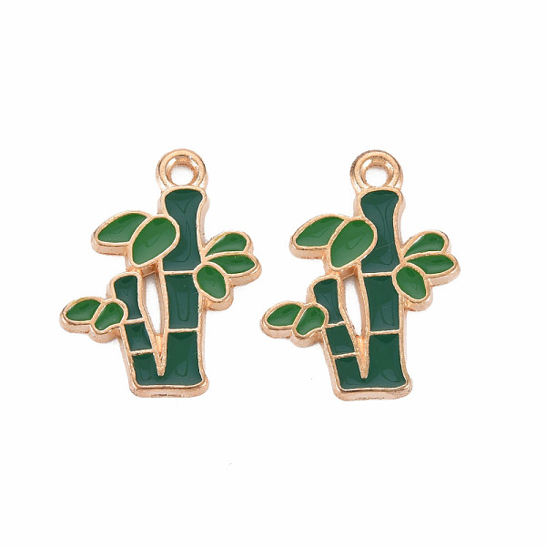 

PandaHall Alloy Enamel Pendants, Cadmium Free & Lead Free, Light Gold, Bamboo Stick, Dark Green, 20.5x16.5x1.5mm, Hole: 1.6mm Alloy+Enamel...