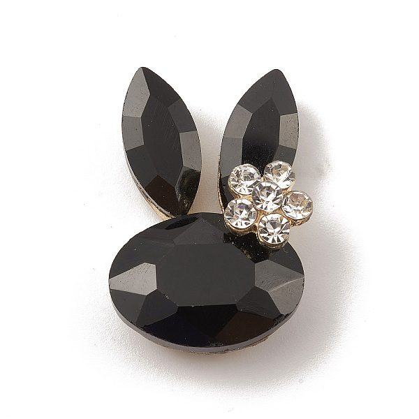 

PandaHall Alloy Cabochons, with Glass Rhinestone, Ligh Gold, Rabbit, Black, 27x19x10mm Alloy Rabbit Black