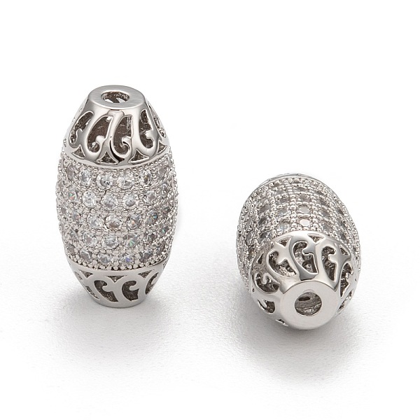 

PandaHall Brass Cubic Zirconia Beads, Oval, Platinum, 16x9mm, Hole: 1mm Brass+Cubic Zirconia Oval