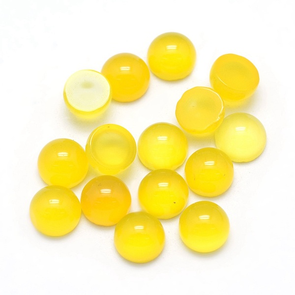 

PandaHall Natural Yellow Agate Cabochons, Grade A, Half Round, 8x3.5~4mm Yellow Agate Half Round