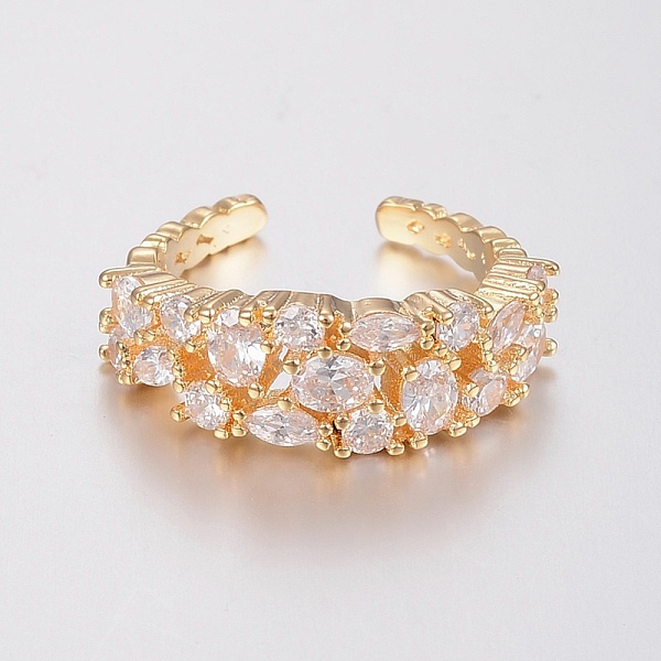 

PandaHall Adjustable Brass Micro Pave Clear Cubic Zirconia Finger Rings, Cuff Rings, Golden, Adjustbale Size 16~19mm Brass+Cubic Zirconia...