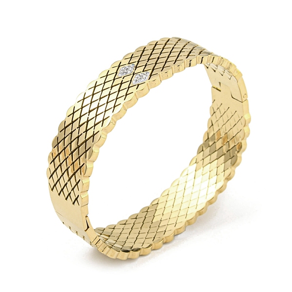 

PandaHall 304 Stainless Steel Pave Crystal Rhinestone Hollow Out Hinged Bangles for Women, Golden, 5/8 inch(1.5cm), Inner Diameter..., Clear