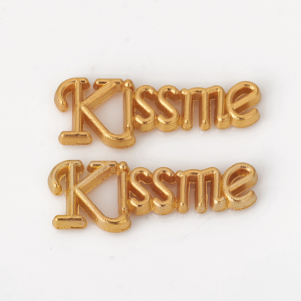 

PandaHall Alloy Cabochons, For DIY UV Resin, Epoxy Resin, Pressed Flower Jewelry, Word Kissme, Golden, 8.5x24x2mm Alloy Word