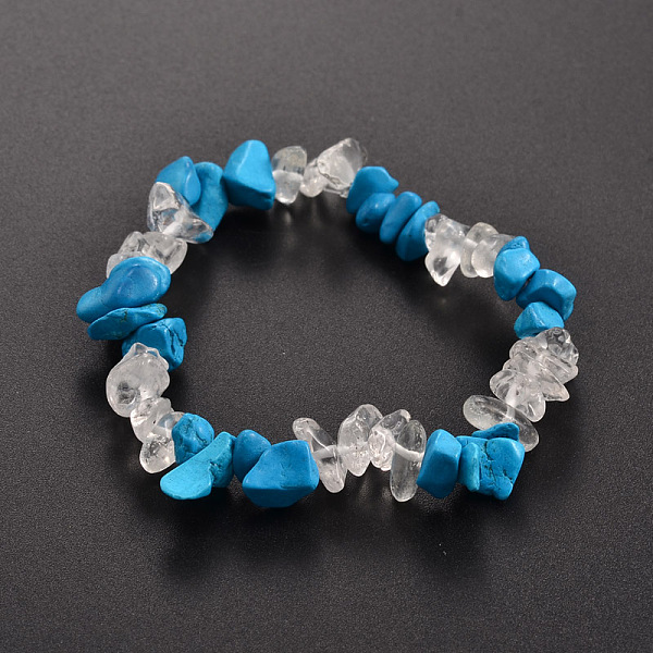 

PandaHall Chips Gemstone Beaded Stretch Bracelets, Synthetic Turquoise, 50mm Synthetic Turquoise