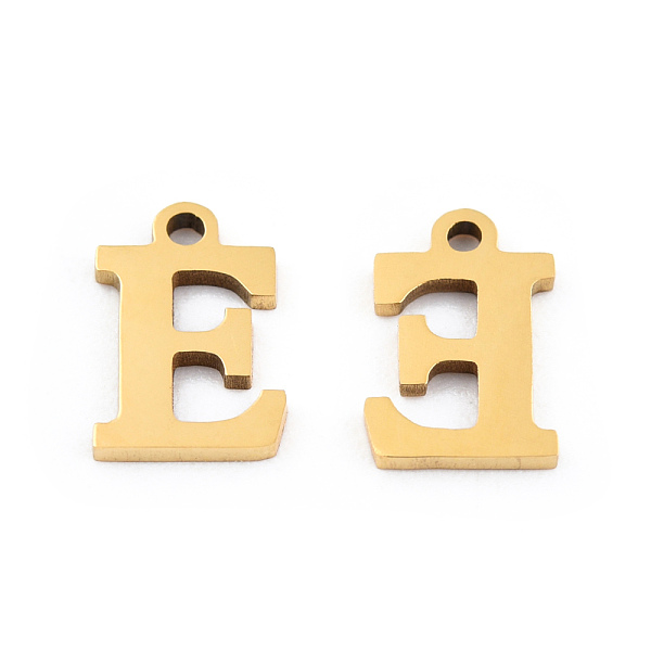 

PandaHall 201 Stainless Steel Charms, Alphabet, Letter.E, 9x6x1mm, Hole: 1mm 201 Stainless Steel Letter E