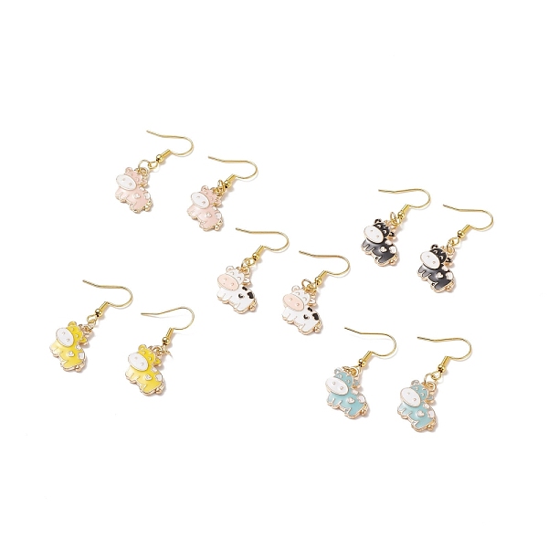 

PandaHall Alloy Enamel Cow Dangle Earrings, Gold Plated 304 Stainless Steel Jewelry for Women, Mixed Color, 40mm, Pin: 0.6mm Alloy..., Multicolor