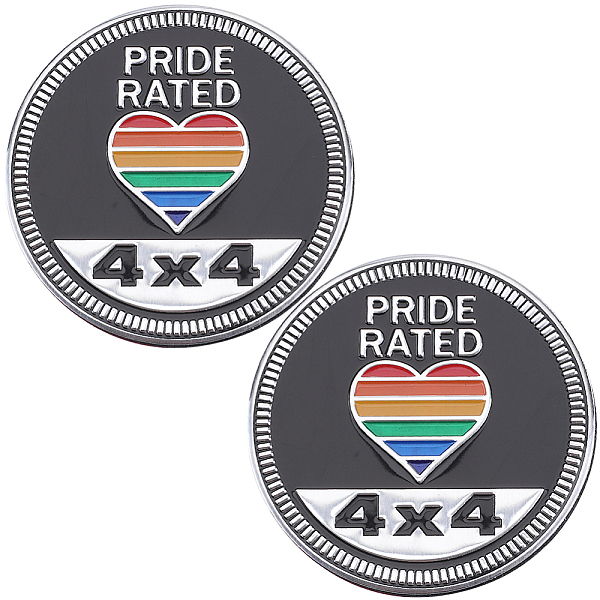 

PandaHall Flat Round Aluminum Car Decorative Stickers, Word PRIDE RATED Self Adhesive Metal Decals for Vehicle Decoration, Heart, 60.5x3mm...