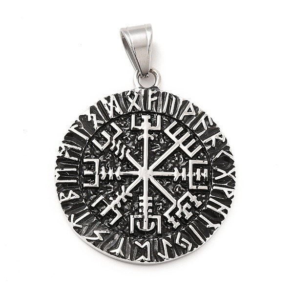 

PandaHall 304 Stainless Steel Pendants, Viking Talisman Charms, Antique Silver, 44.5x39x3.5mm, Hole: 9x6mm 304 Stainless Steel Flat Round