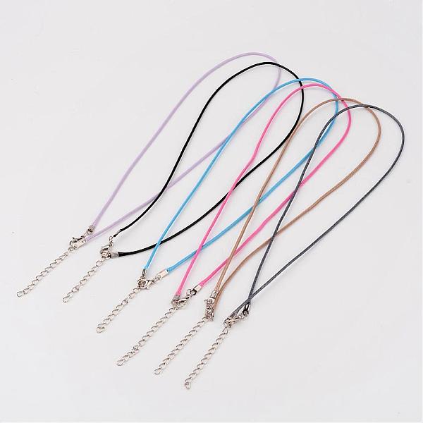 

PandaHall Korean Waxed Polyester Cord Necklace Making, with Alloy Lobster Clasps and Iron Chain Extender, Mixed Color, 18.1 inch, 1.5mm..., Multicolor